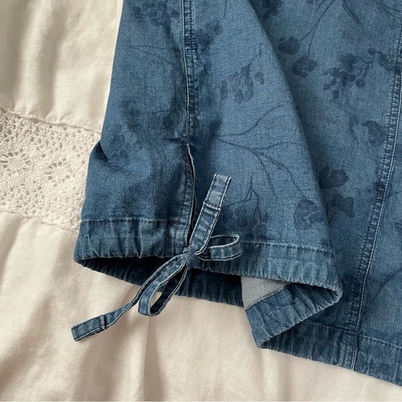 Blue Willi's Sz 40 (US 8, Medium) Denim Floral Maxi Skirt side ties y2k chambray - Picture 5 of 7